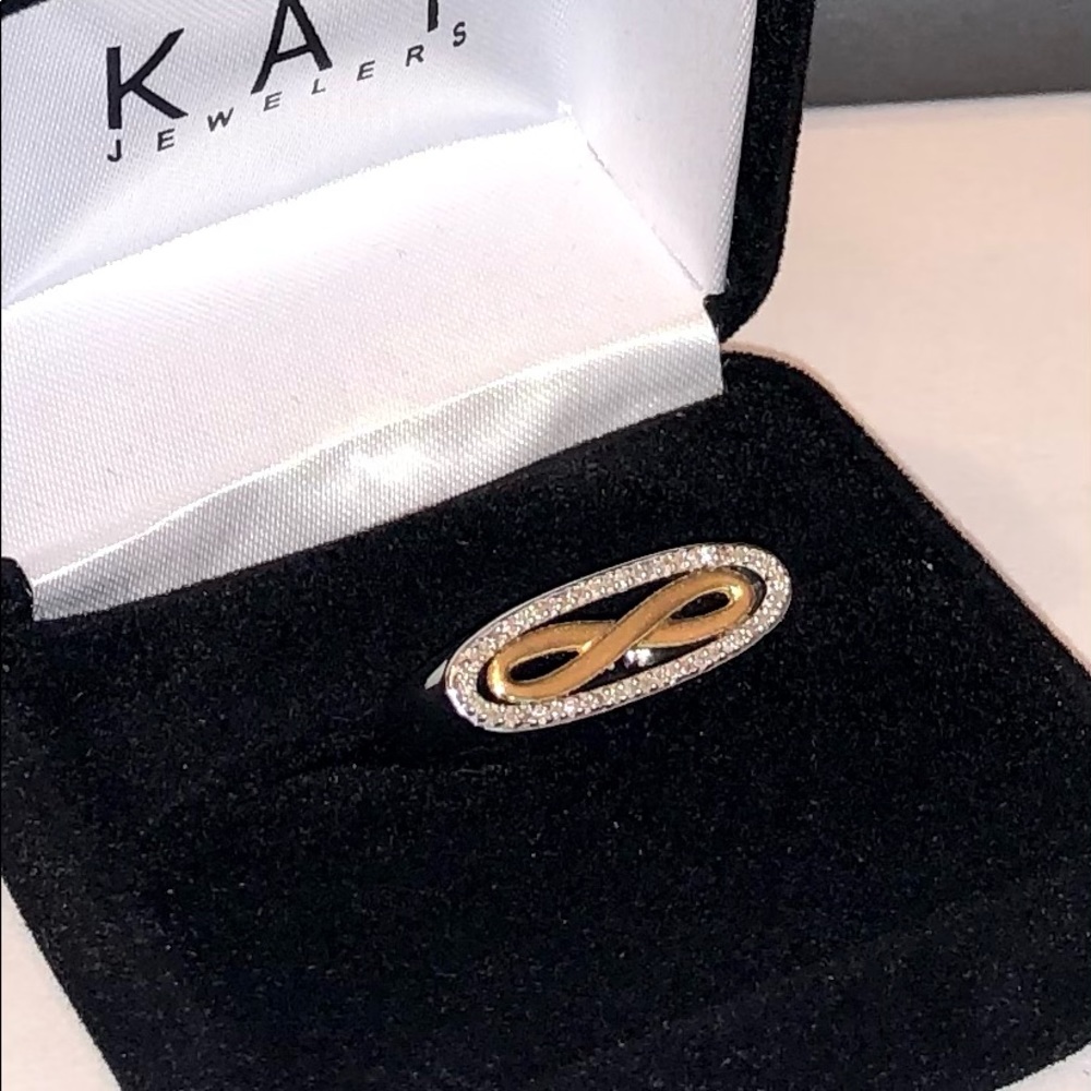 NEW .18ctw Natural Diamond 10kYG & 925 Unique Ring